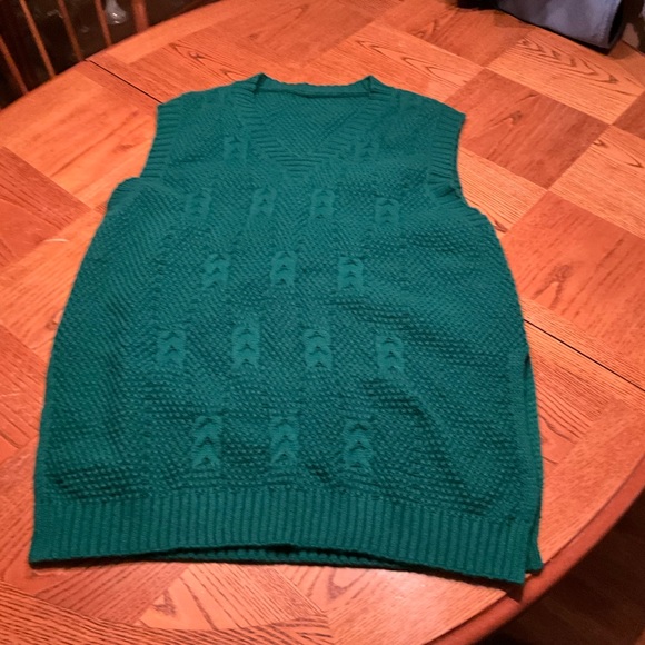 SHEIN Green Sweater Vest with White Button Down Shirt - Picture 5 of 5